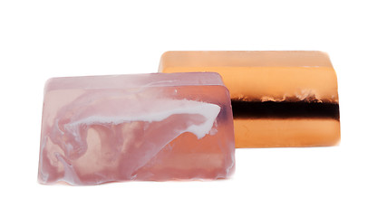 Image showing Two pieces of fruit soap