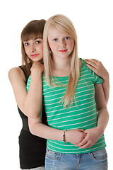 Image showing Two girls in jeans