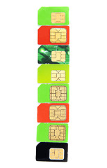 Image showing Eight colorful sim card