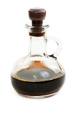 Image showing Glass bottle with soy sauce
