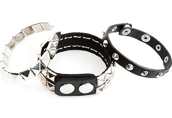 Image showing Three leather bracelets