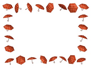 Image showing Red umbrella photo frame 3d rendered