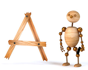 Image showing wood man with letter a