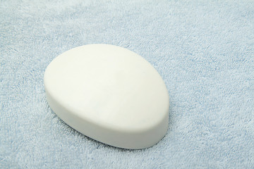 Image showing White soap on a towel