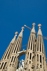 Image showing unfinished gothic cathedral Sagrada Familia in Barcelona, Spain