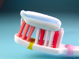 Image showing  Toothbrush with toothpaste-detail