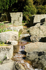 Image showing Garden waterfalls