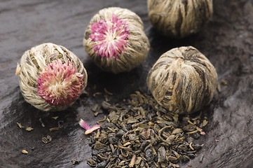 Image showing Green chinese tea balls