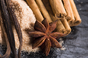 Image showing aromatic spices with brown sugar 