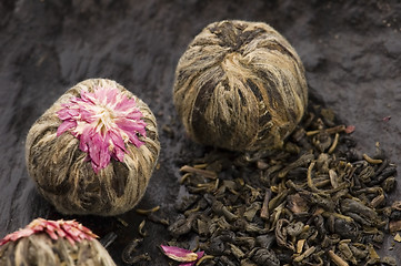 Image showing Green chinese tea balls