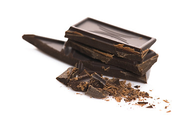 Image showing Chopped chocolate isolated on the white background
