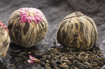 Image showing Green chinese tea balls