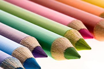 Image showing Collection of colorful pens over white background