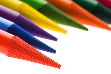 Image showing Collection of colorful pens over white background