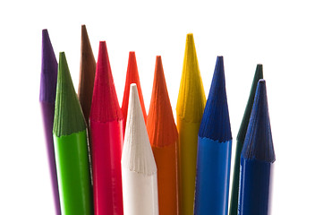 Image showing Collection of colorful pens over white background