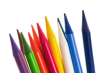 Image showing Collection of colorful pens over white background