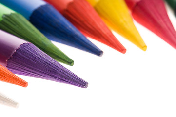 Image showing Collection of colorful pens over white background