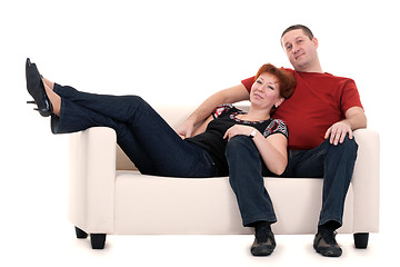 Image showing Man and woman on a sofa