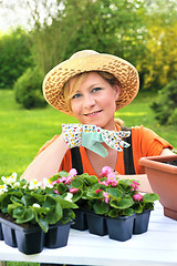 Image showing Young woman - gardening