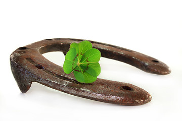 Image showing Horseshoe with lucky clover