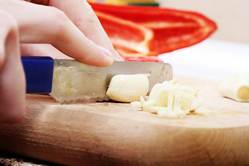 Image showing Chopping vegetables