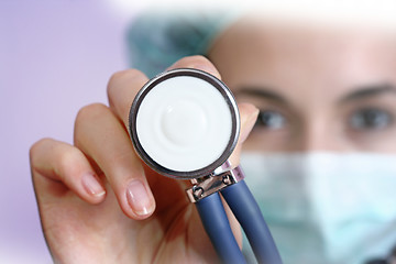 Image showing Young doctor with stethoscope.