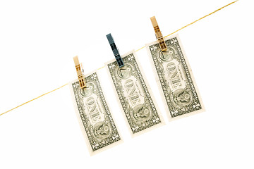 Image showing Dollars on the wire