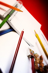 Image showing Color pencil and agenda