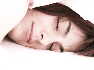 Image showing Beautiful young woman sleeping.