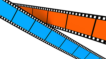 Image showing Two blue and one orange Film