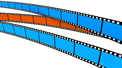 Image showing Two blue and one orange Film