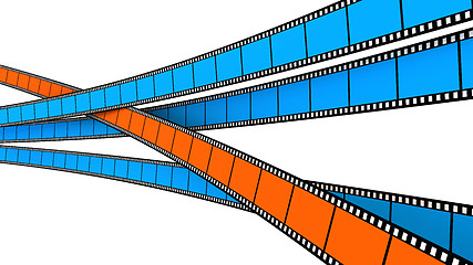 Image showing Two blue and one orange Film