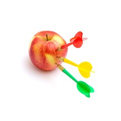 Image showing Apple with three darts