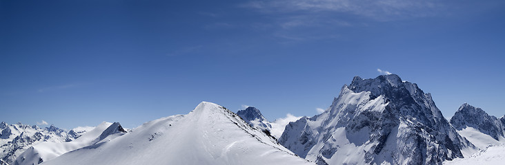 Image showing Mountain panorama. Caucasus, ski resort Dombay.