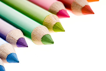 Image showing Collection of colorful pens over white background