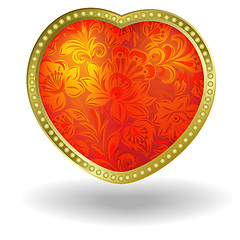 Image showing red heart with red floral ornament 