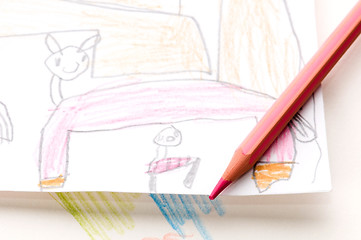 Image showing pencil and child drawing