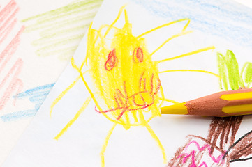 Image showing pencil and child drawing
