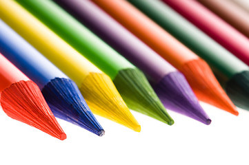 Image showing Collection of colorful pens over white background