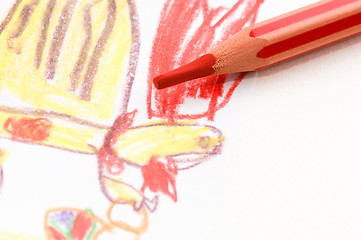 Image showing pencil and child drawing. animals