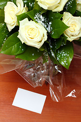 Image showing greetings - roses and note