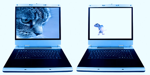 Image showing laptop mouse and cat