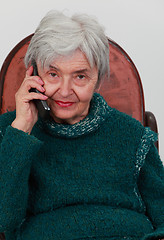 Image showing Old woman on the phone