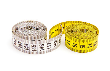 Image showing Yellow and white measuring tape 