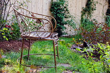 Image showing Residential landscaped garden