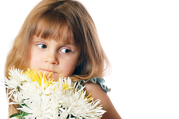 Image showing child with a bouquet of flowers