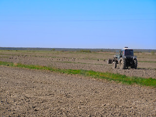 Image showing The tilled spring field