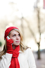 Image showing Caucasian woman on the phone