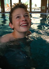 Image showing BOY IN A SWIMMING POOL