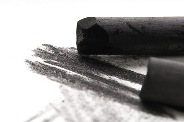 Image showing Artist's black charcoal with smudge